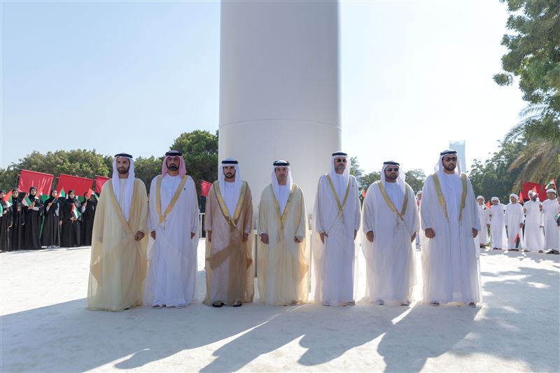 Hamdan bin Mohammed and crown princes attend the flag ceremony in Abu Dhabi