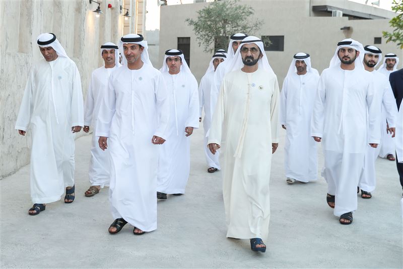 Mohammed bin Rashid receives Hazza bin Zayed at Shindagha Heritage Majlis