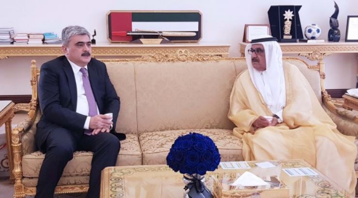 Hamdan bin Rashid receives the Azerbaijan Minister of Finance 