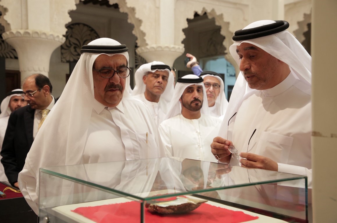 Hamdan bin Rashid attends the opening of the "Pearls of Pearl" exhibition in Al Fahidi 