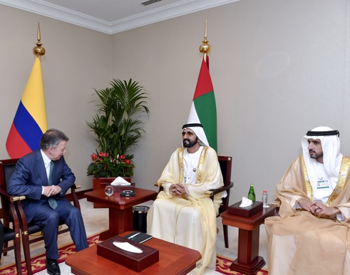 Mohammed bin Rashid receives Colombian President and they attend signing of two agreements