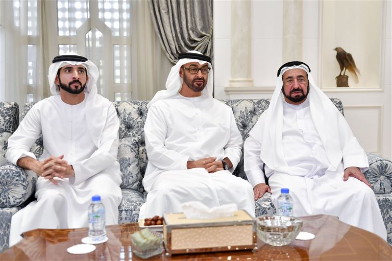 Hamdan bin Mohammed, Maktoum, and Ahmed bin Mohammed offers condolences to Mohammed bin Zayed and Tahnoun bin Mohammed on death of Sheikha Hessa bint Mohammed Al Nahyan