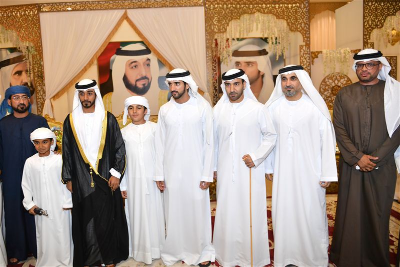 Hamdan bin Mohammed attends the wedding of Al Mazrouei’s son and Al Muhairi’s daughter