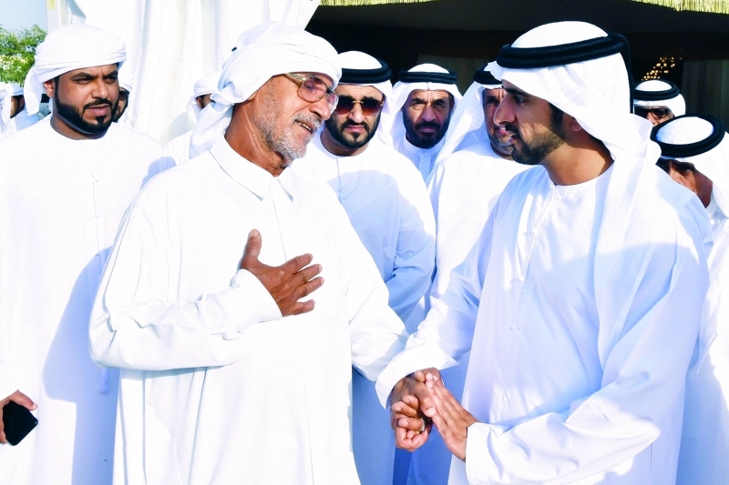 Hamdan bin Mohammed delivers condolence to martyr Hassan Al Beshr's family