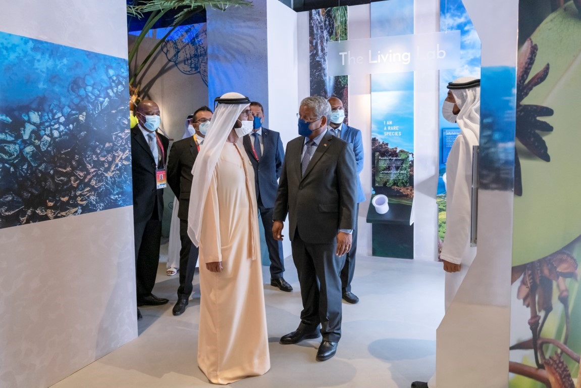 Mohammed bin Rashid meets with President of Seychelles at the country’s Pavilion in Expo 2020 Dubai