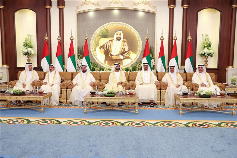 Mohammed bin Rashid and Mohammed bin Zayed receive UAE rulers on Eid Al Fitr