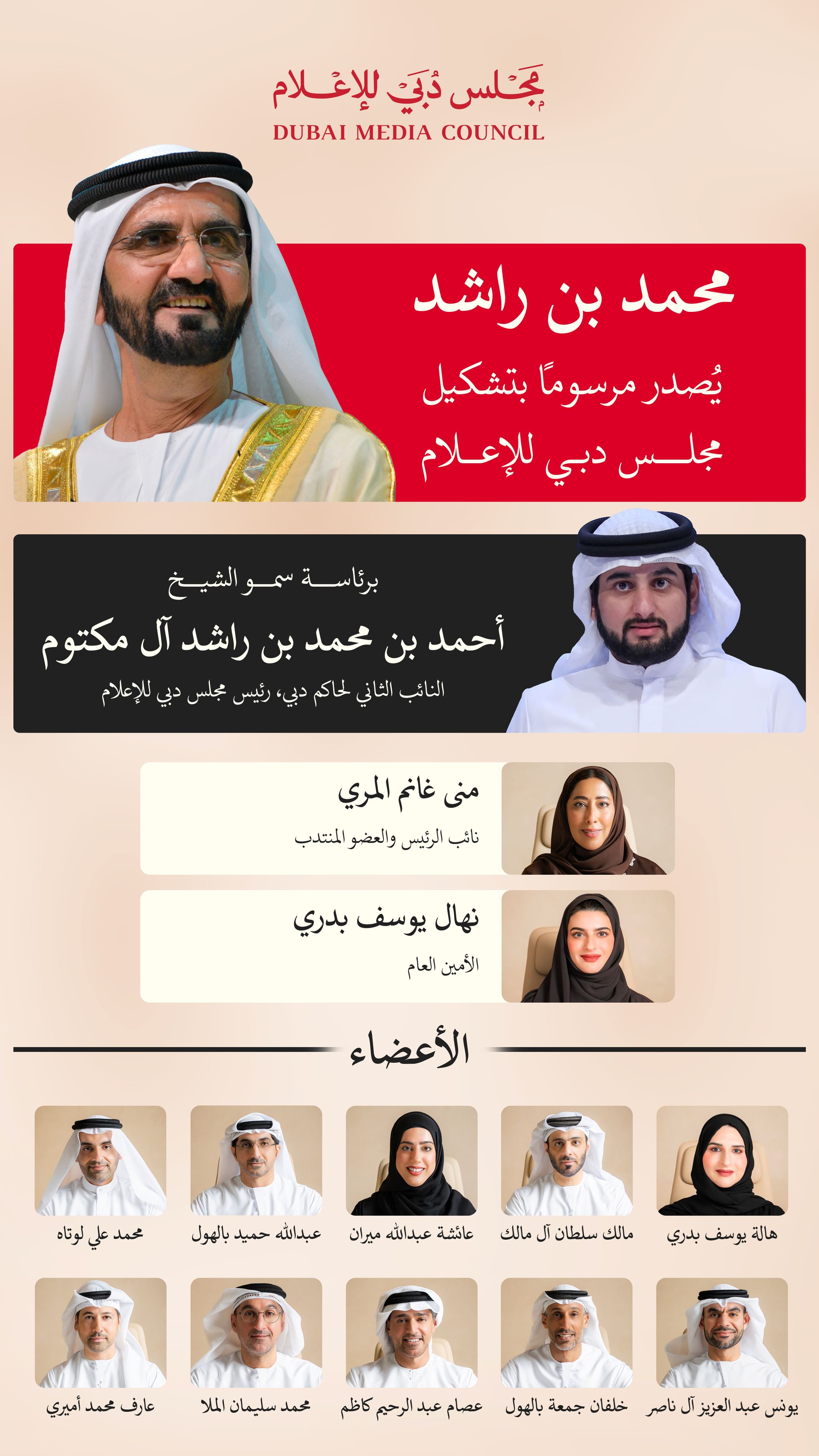 محمد بن راشد يصدر مرسوما بشأن التشكيل الجديد لمجلس دبي للإعلام برئاسة أحمد بن محمد
