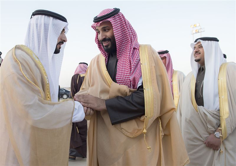 Hamdan bin Mohammed leaves Riyadh seen off by Mohammed bin Salman