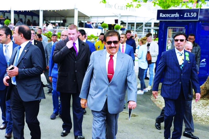 Hamdan bin Rashid attends Dubai International Arabian Horse Races in Newbury
