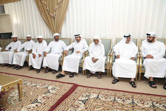 Hamdan and Maktoum bin Mohammed offer condolences to the family of nation's martyr, First Lieutenant Pilot Ali Mohammed Taresh Al Kaabi 