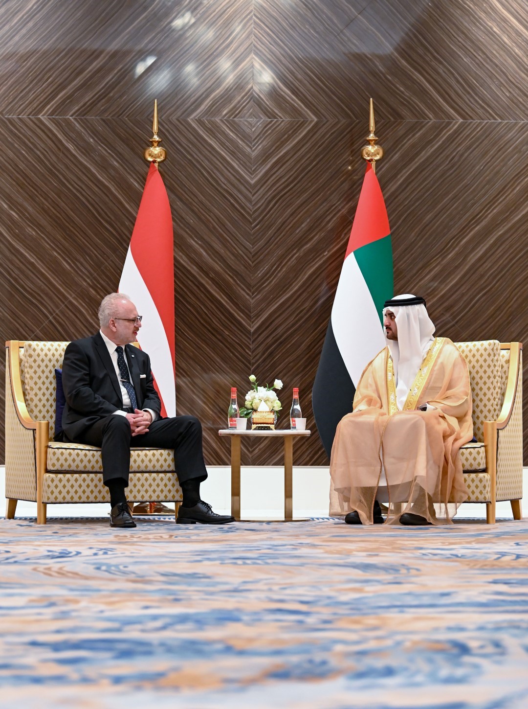 Maktoum bin Mohammed receives Presidents of Latvia and Suriname at Expo 2020 Dubai