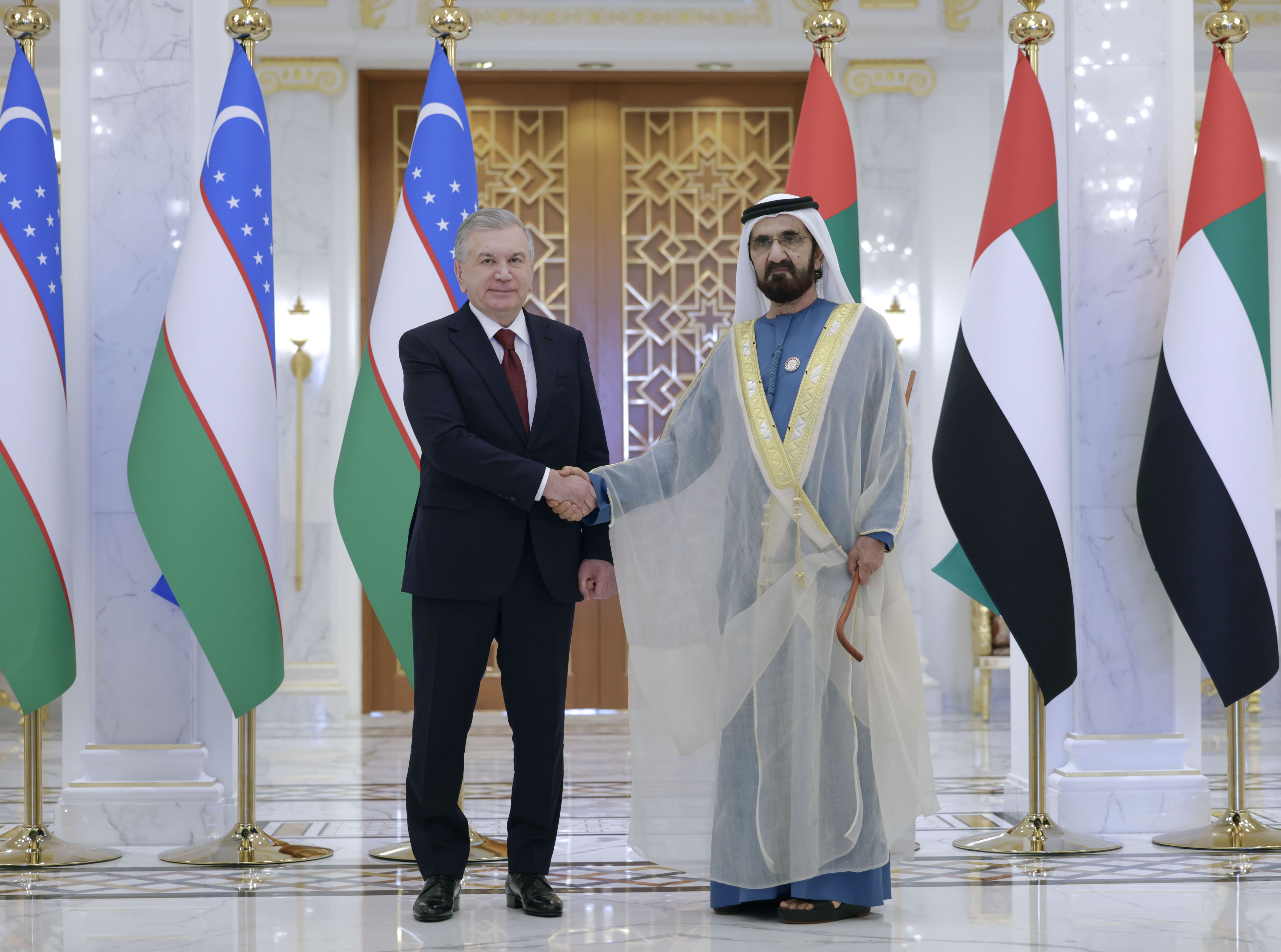 Mohammed bin Rashid, President of Uzbekistan discuss ways to enhance bilateral cooperation