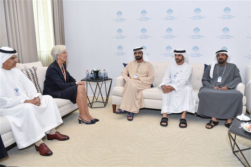 Mohammed bin Rashid receives IMF Managing Director on sidelines of "Government Summit"