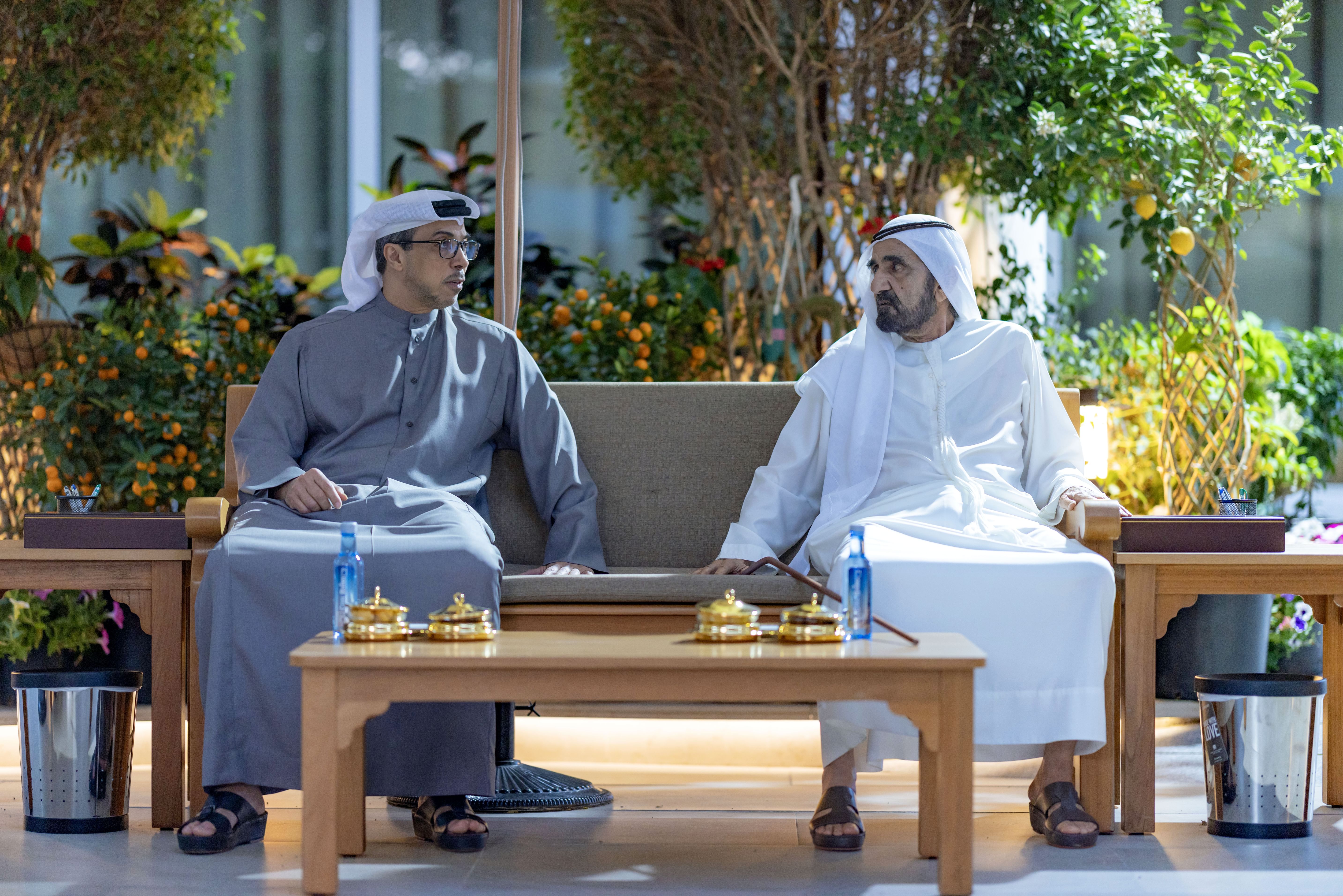 محمد بن راشد يلتقي منصور بن زايد ويبحث معه سبل تعزيز مسيرة التنمية الشاملة في دولة الإمارات