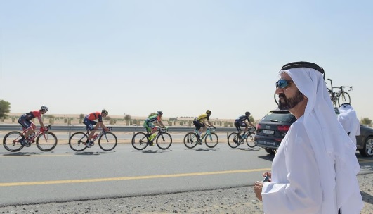 Mohammed bin Rashid attends Dubai International Cycling Tour 