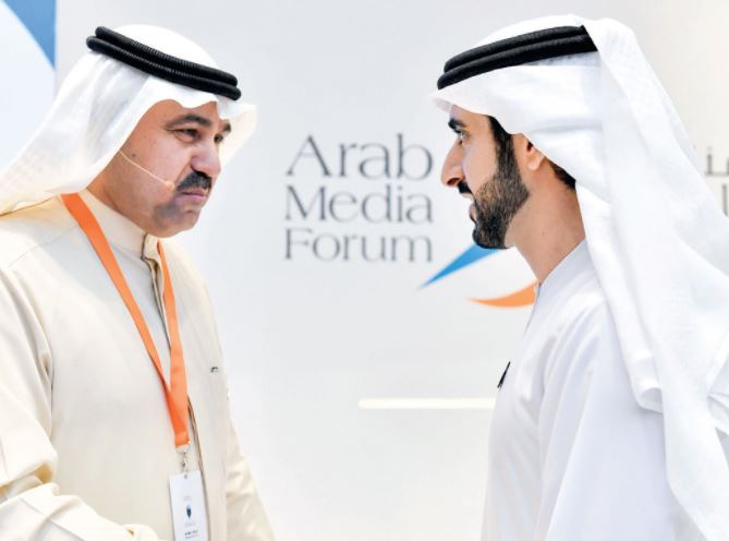 Hamdan bin Mohammed attends the “Inducement and Delusion Industry” Session on the first day of the Arab Media Forum