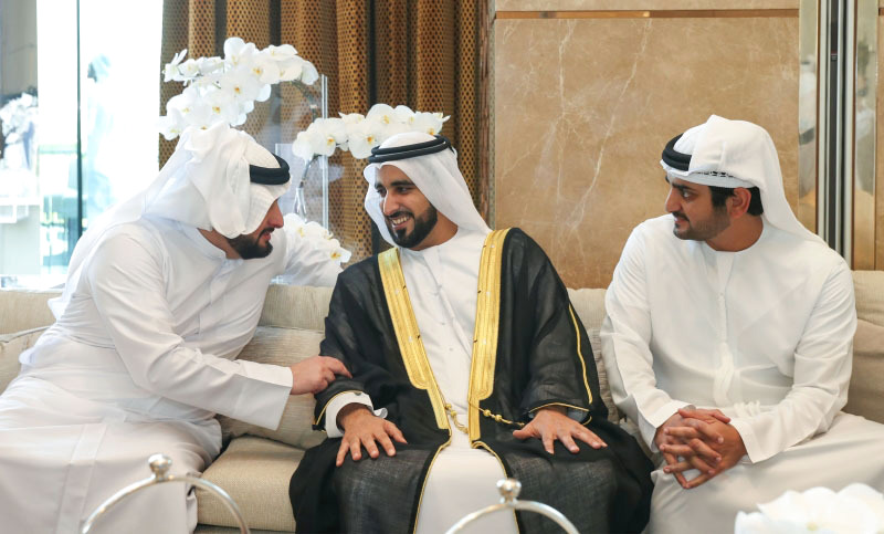 Maktoum and Ahmed bin Mohammed bin Rashid attend Al Hai's and Al Futtaim’s wedding party