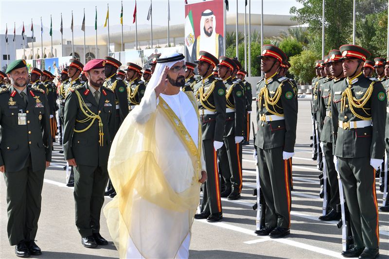 Mohammed bin Rashid attends the graduation ceremony of the 41st batch of graduates at the Zayed II Military College