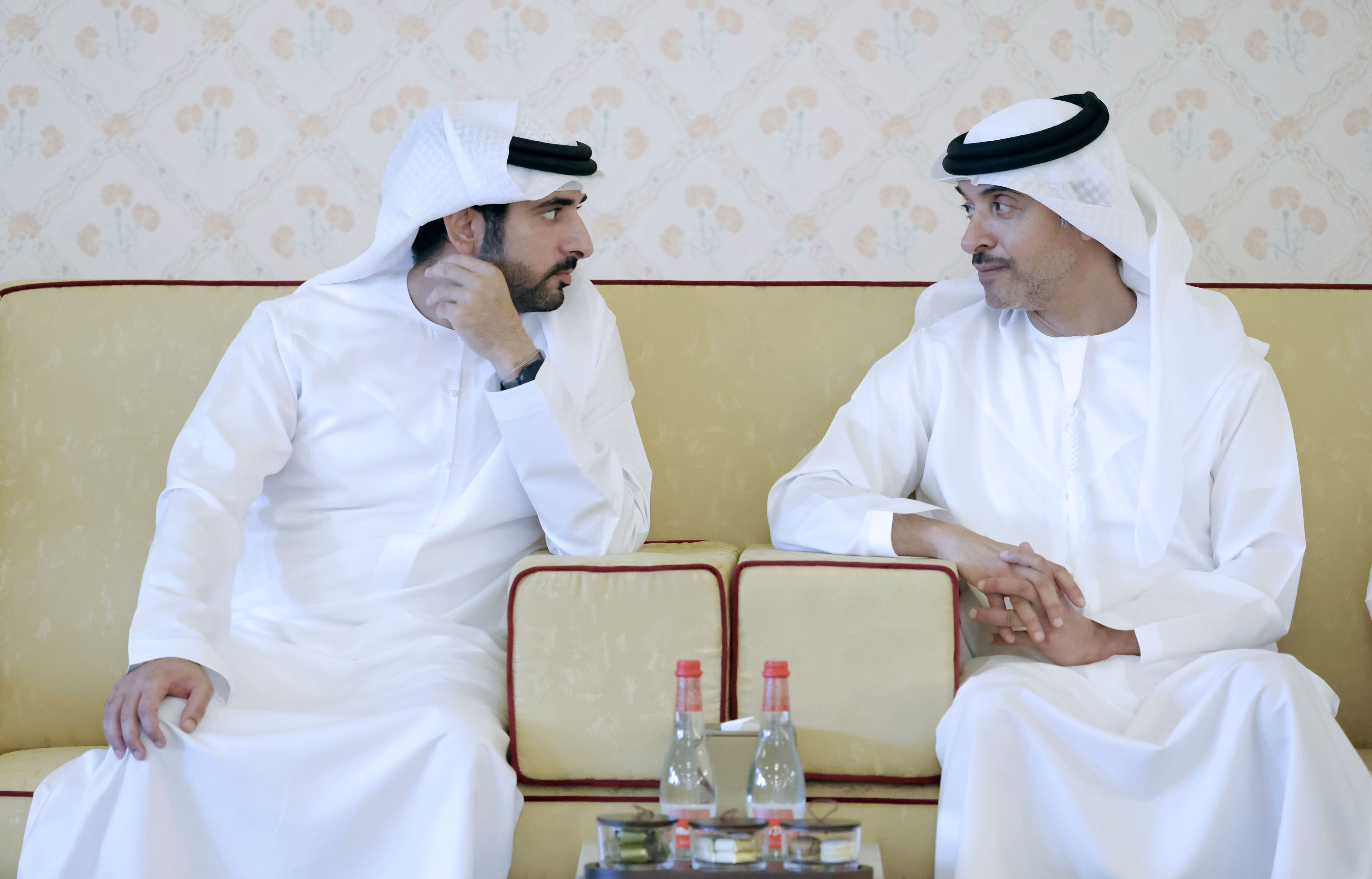 Hamdan bin Mohammed receives Hazza bin Zayed in Dubai