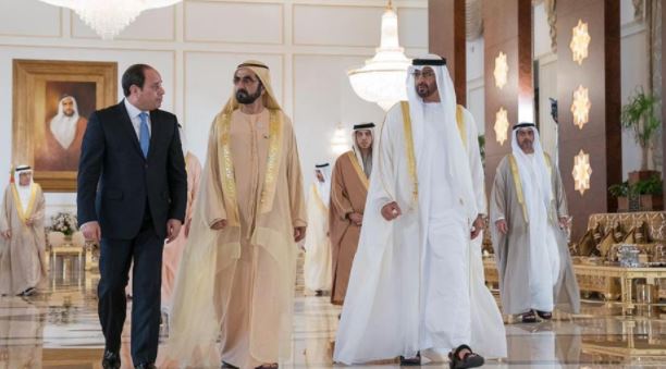 Mohammed bin Rashid and Mohammed bin Zayed receive Egyptian President