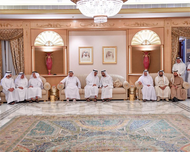 Mohammed bin Rashid accepts condolences over death of Shaikha bint Saeed bin Maktoum Al Maktoum from Mohammed bin Zayed