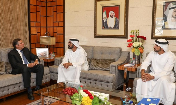 Mohammed bin Rashid receives CEO of Emerson Electric