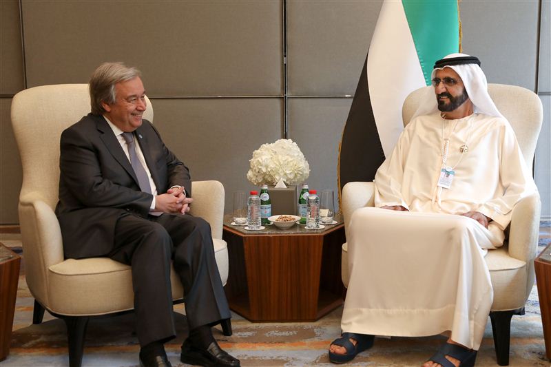 On the sideline of the World Government Summit Mohammed bin Rashid receives UN Secretary-General